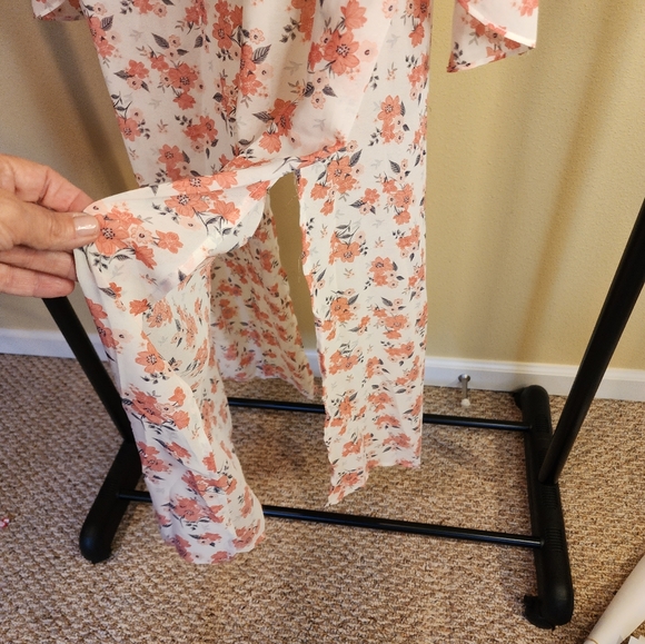 Pink Lily floral long rayon duster - Picture 2 of 5